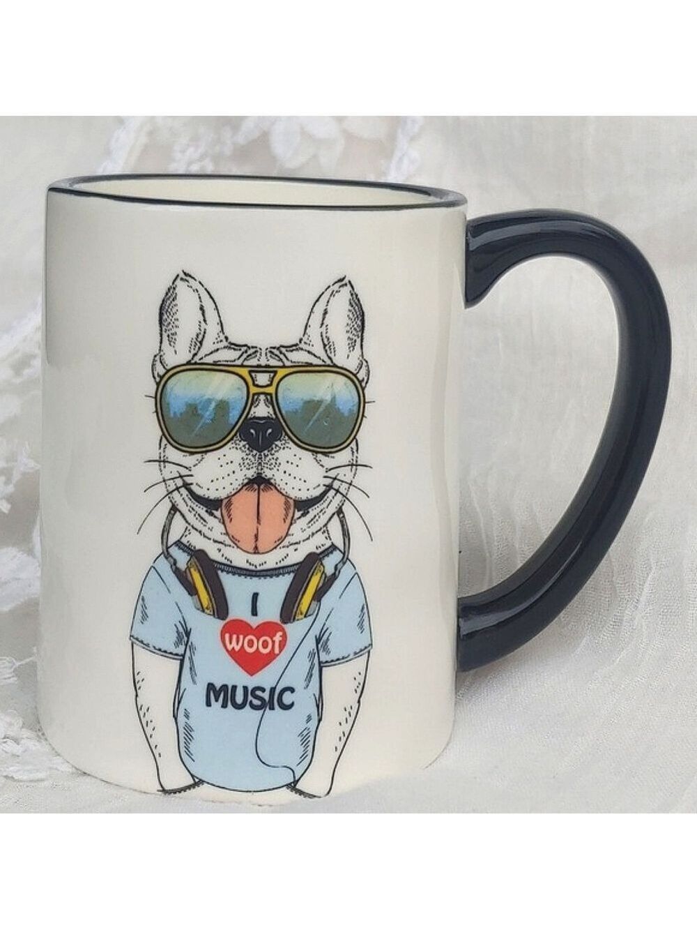 Music Loving Terrier Pup Ceramic Coffee Mug